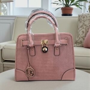 DESANI Pink Crocodile Embossed Handbag